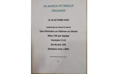 Concours triplette mixte 1 féminine, 1 senior, 1 veteran 